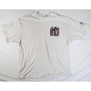 Vintage Lifes A Beach 80s Trojan Ribbed Condom Single Stitch T Shirt Mens XL